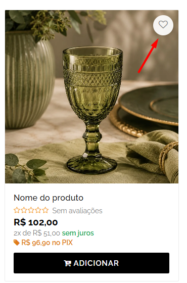 Coração no produto