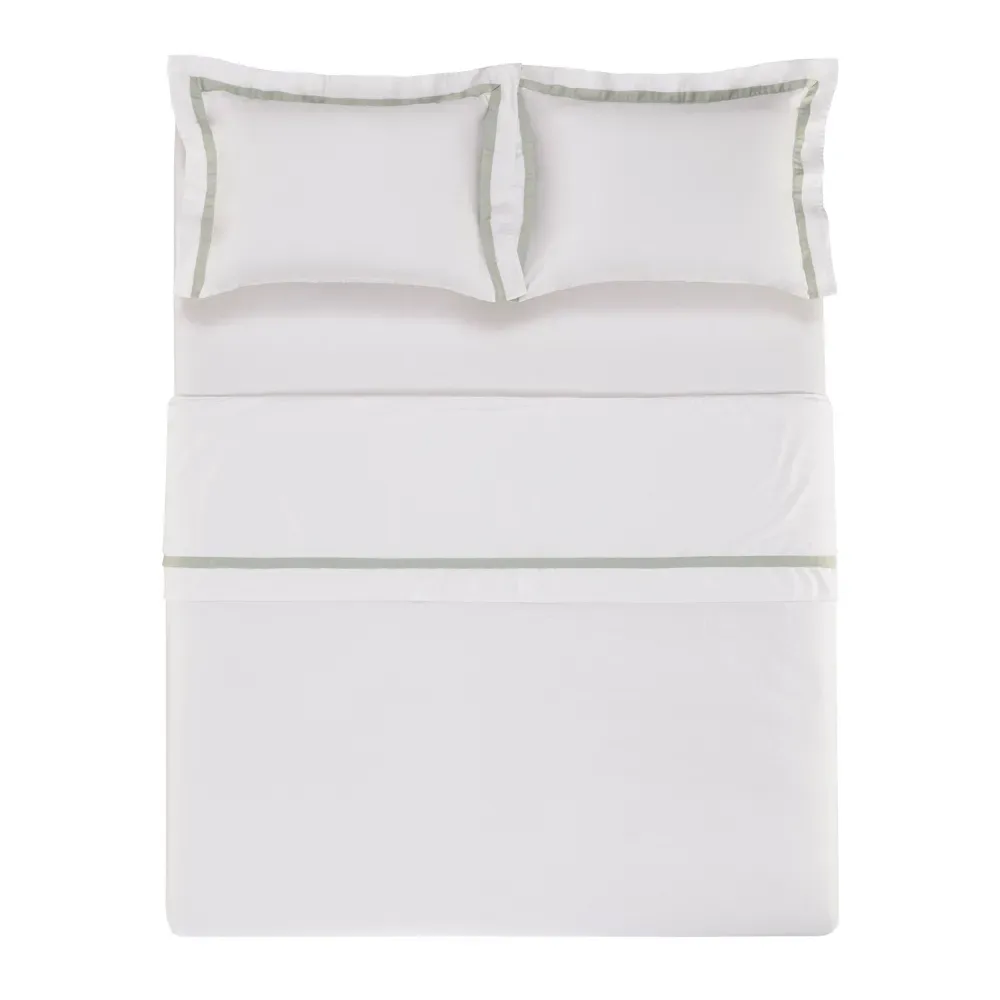 JOGO DE CAMA VERCELLI - BRANCO/VERDE CLARO
