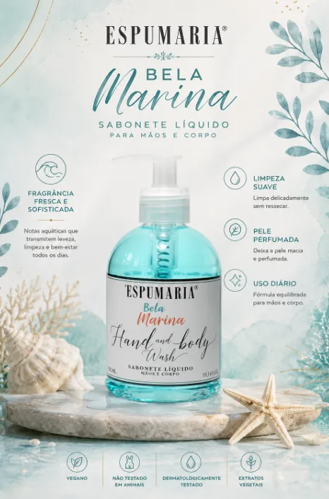 SABONETE PARA MÃOS E CORPO ESPUMARIA 315ML