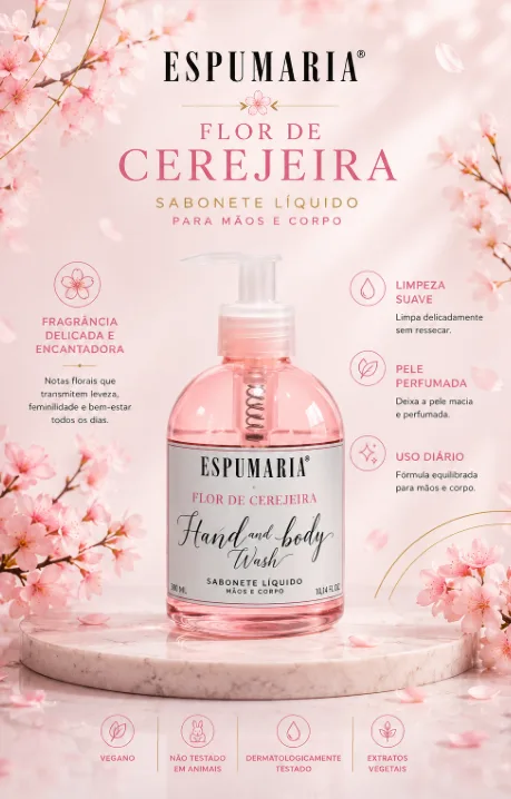 SABONETE PARA MÃOS E CORPO ESPUMARIA 315ML