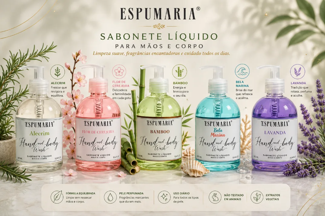 SABONETE PARA MÃOS E CORPO ESPUMARIA 315ML