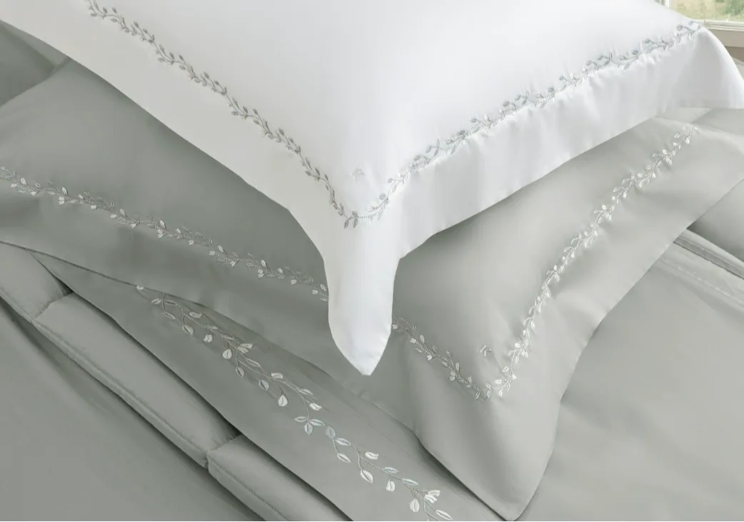 JOGO DE CAMA GARDENS - OFF-WHITE/VERDES
