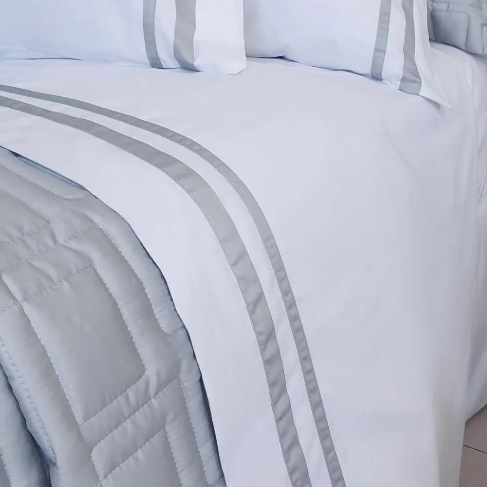 JOGO DE CAMA DAVOS BRANCO/CINZA