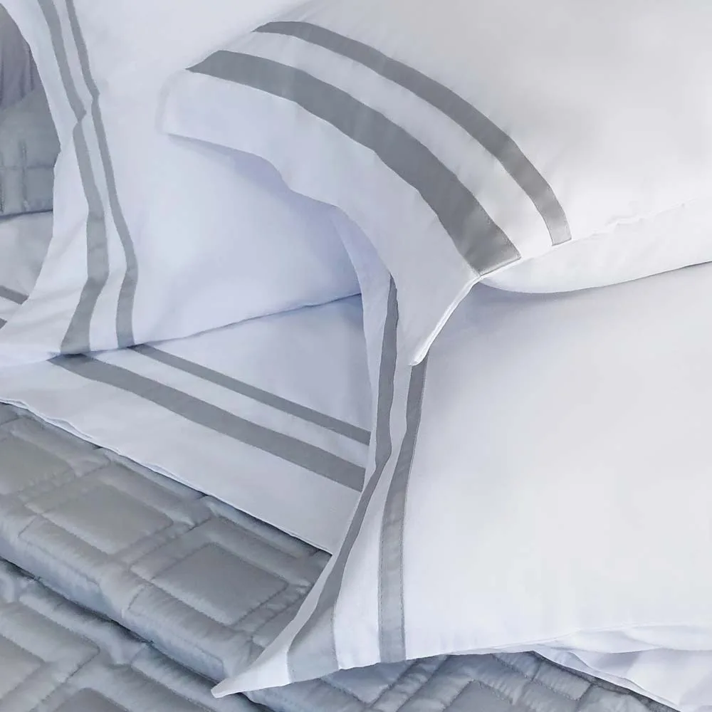 JOGO DE CAMA DAVOS BRANCO/CINZA