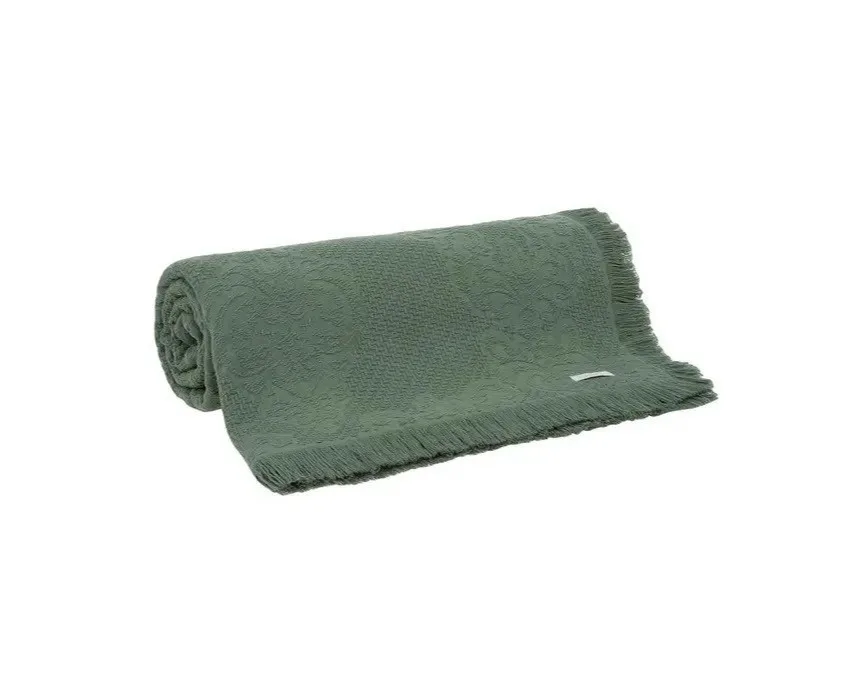 COLCHA MEDALHÃO C/FRANJA-VERDE