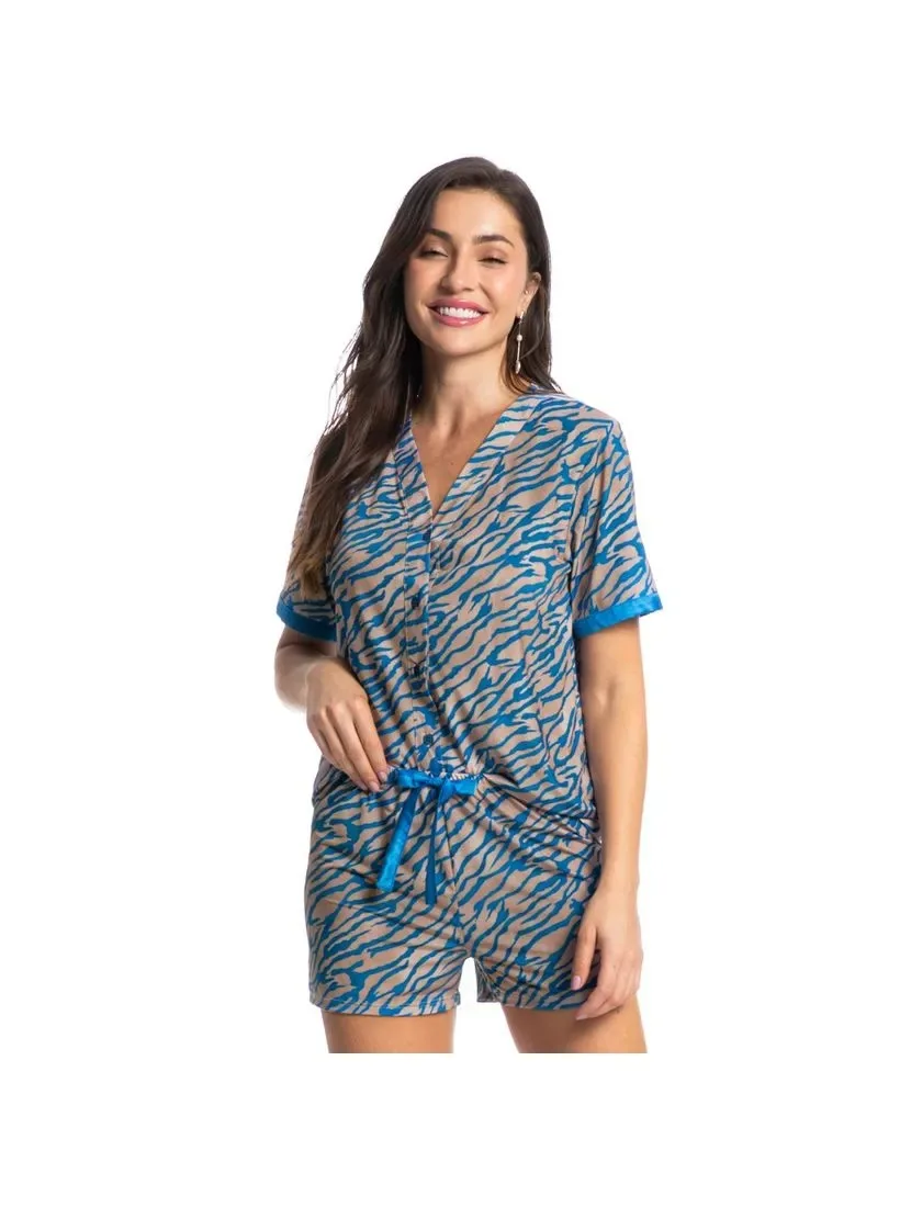 PIJAMA CURTO ABOTOADO LUNA ZEBRA