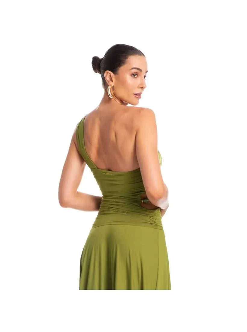 VESTIDO ASSIMETRICO PISTACHE