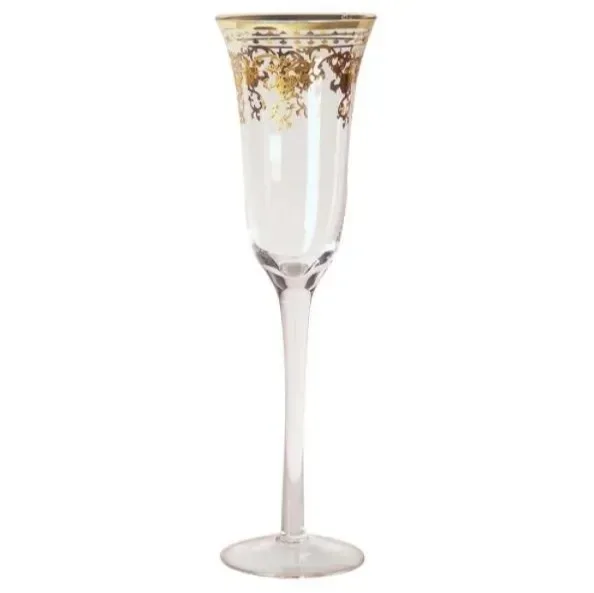 JOGO 6 TAÇAS DE CHAMPAGNE FILIGRANO DE OURO