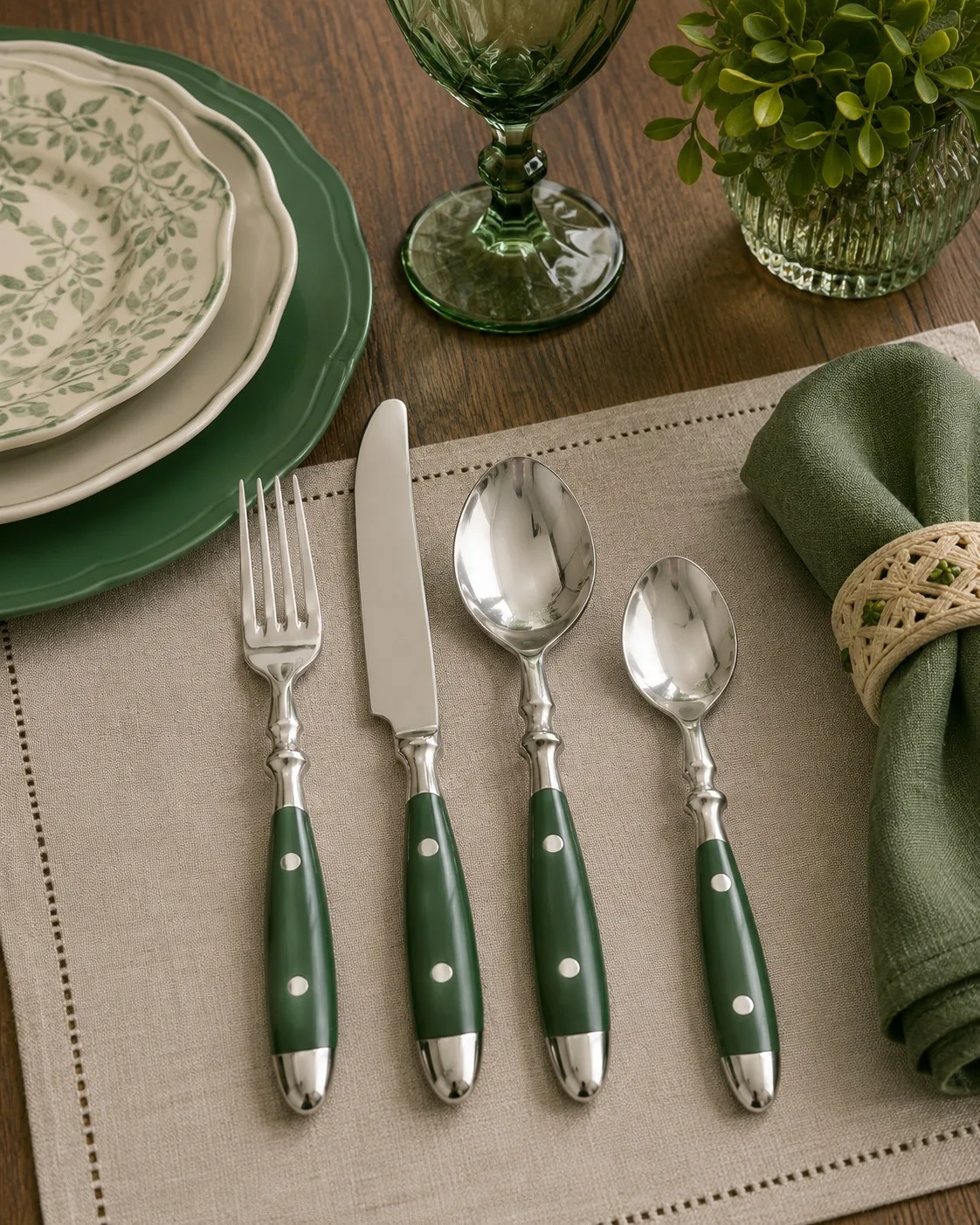 FAQUEIRO DE INOX DETALHE EM VERDE