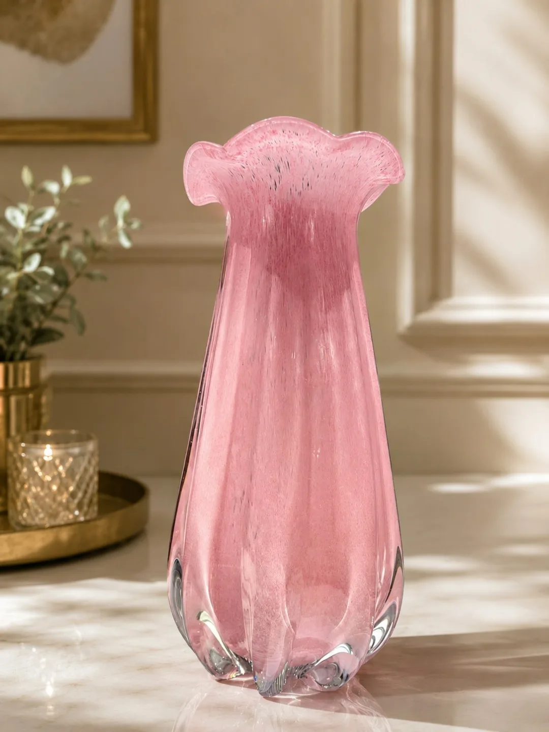 vaso murano rosa alto