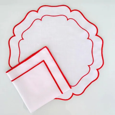 KIT AMERICANO E GUARDANAPO BRANCO E VERMELHO