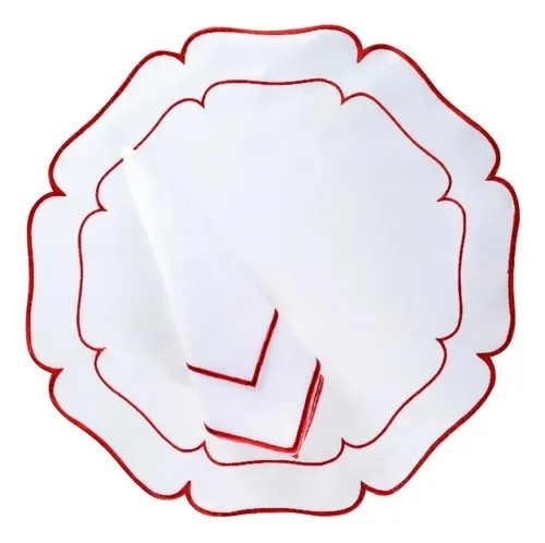 KIT AMERICANO E GUARDANAPO BRANCO E VERMELHO