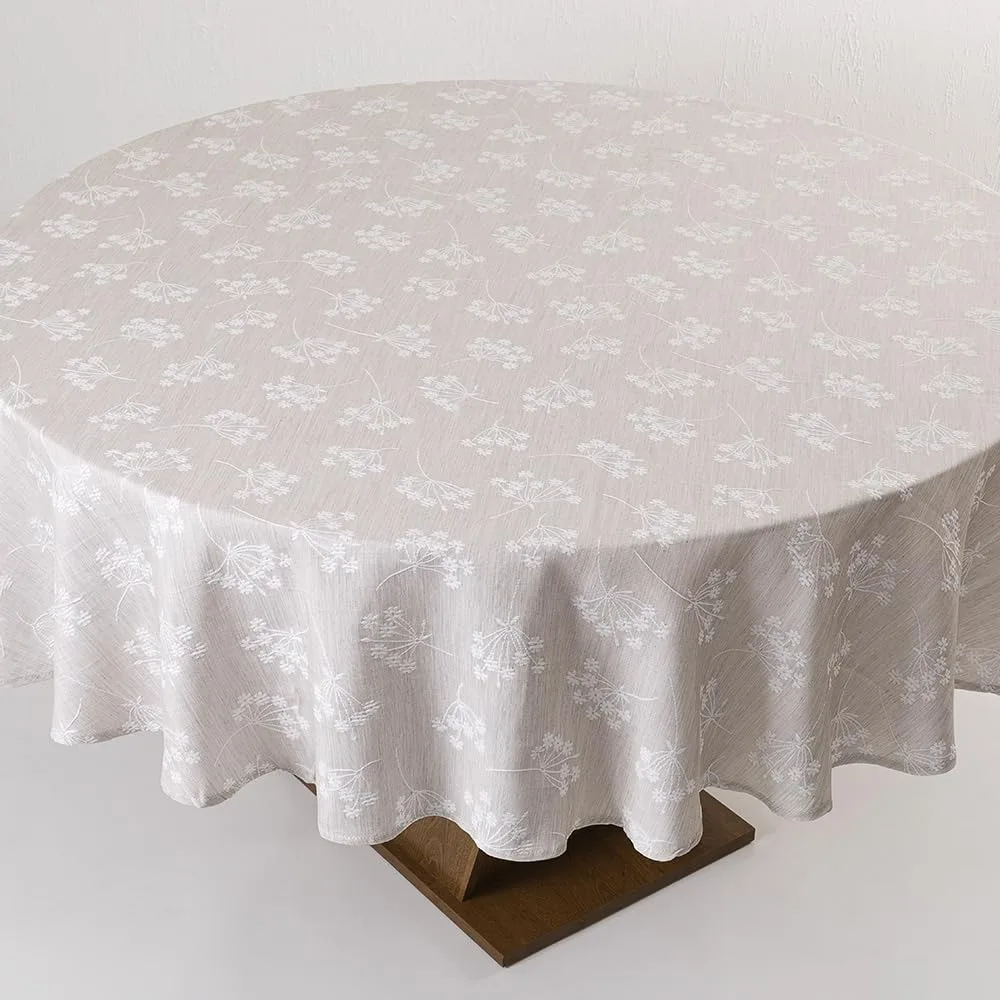 toalha de mesa rafimex bege com bordado branco