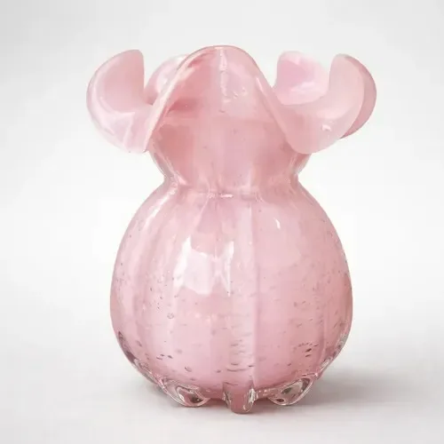 vaso murano italy rosa leitoso