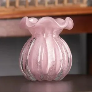 vaso murano italy rosa leitoso