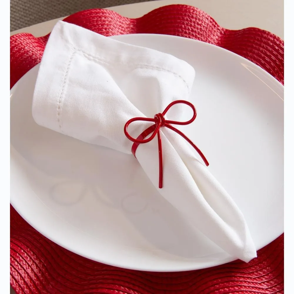 KIT 4 ARGOLAS DE GUARDANAPO ENTRE LAÇOS VERMELHO
