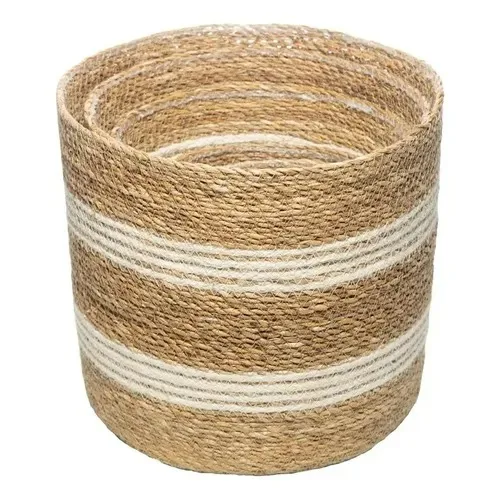 CACHEPOT ESTILO CESTOS DE FIBRA NATURAL BICOLOR