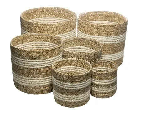 CACHEPOT ESTILO CESTOS DE FIBRA NATURAL BICOLOR