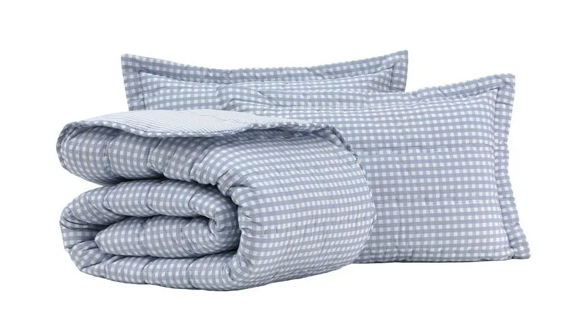 COLCHA VICHY AZUL 200 FIOS