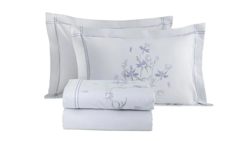JOGO DE CAMA ORQUIDEA CELESTE 300 FIOS