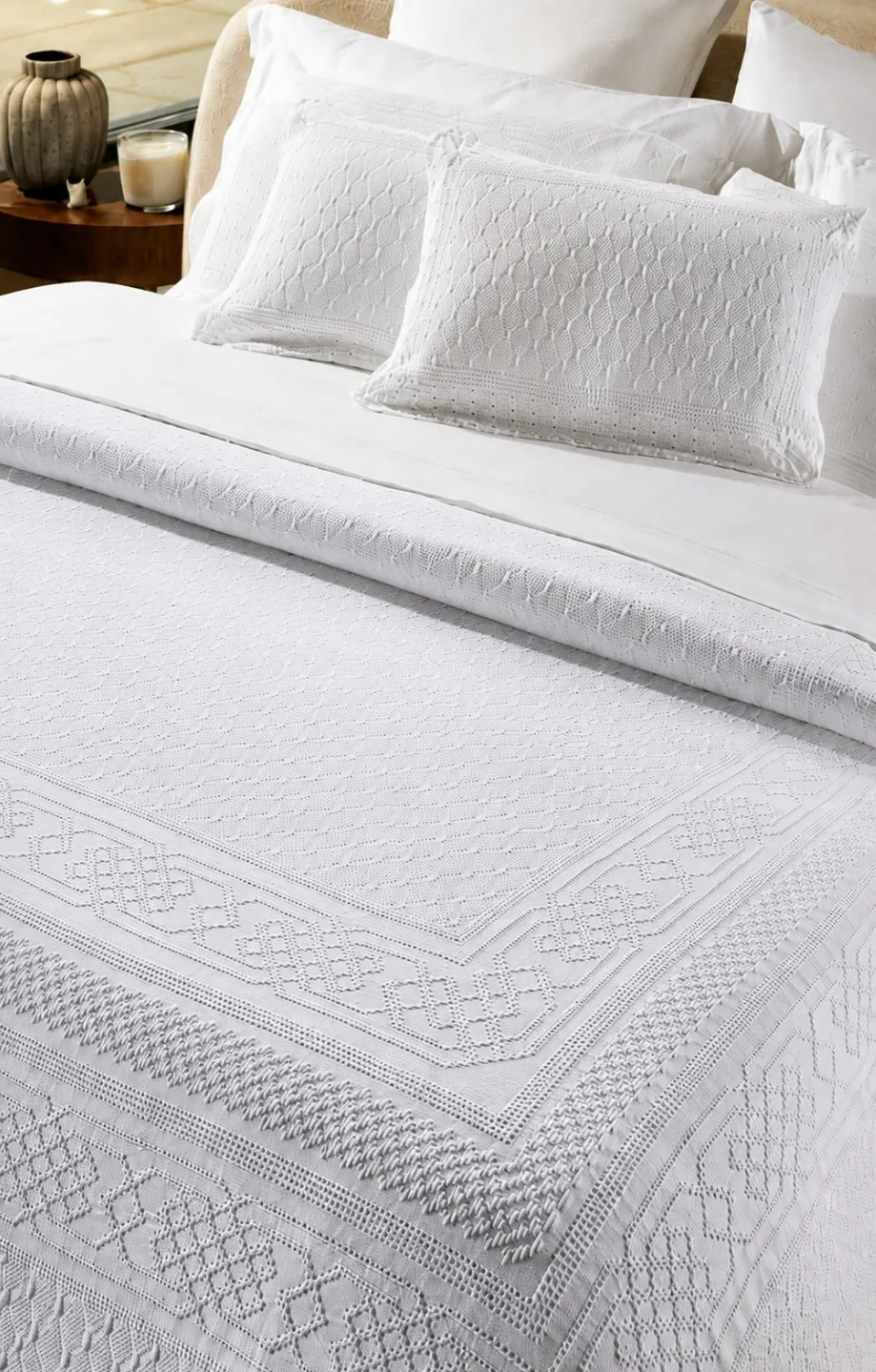 COLCHA SUPER KING JACQUARD BRAGANCA BRANCA 3,20X270