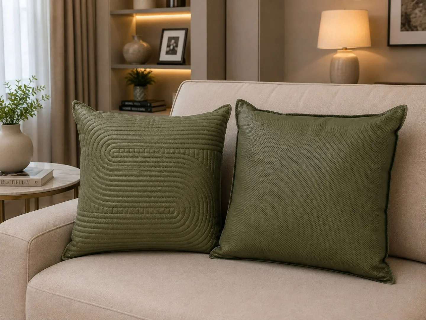 ALMOFADAS DECORATIVAS COURO VERDE