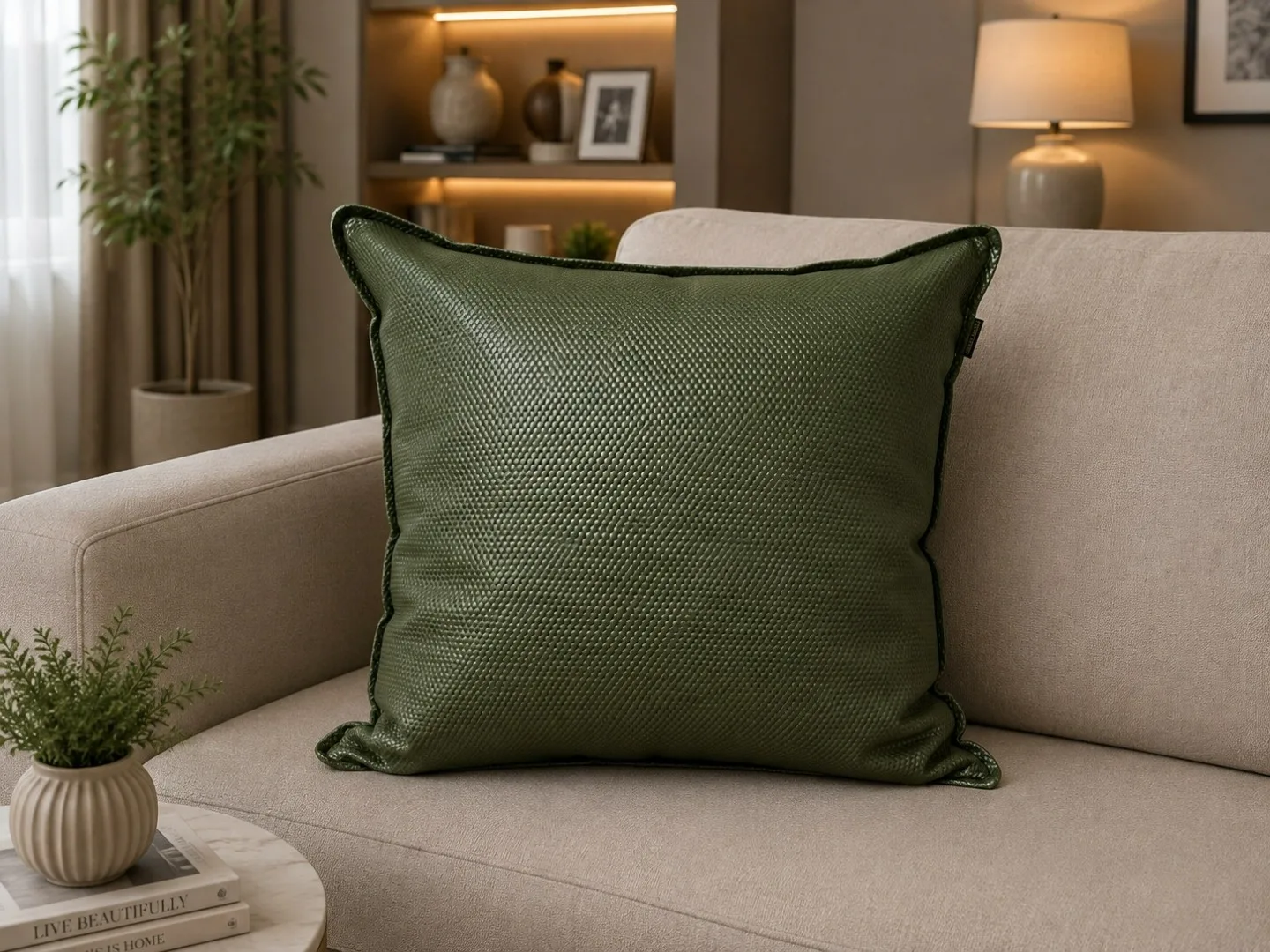 ALMOFADAS DECORATIVAS COURO VERDE