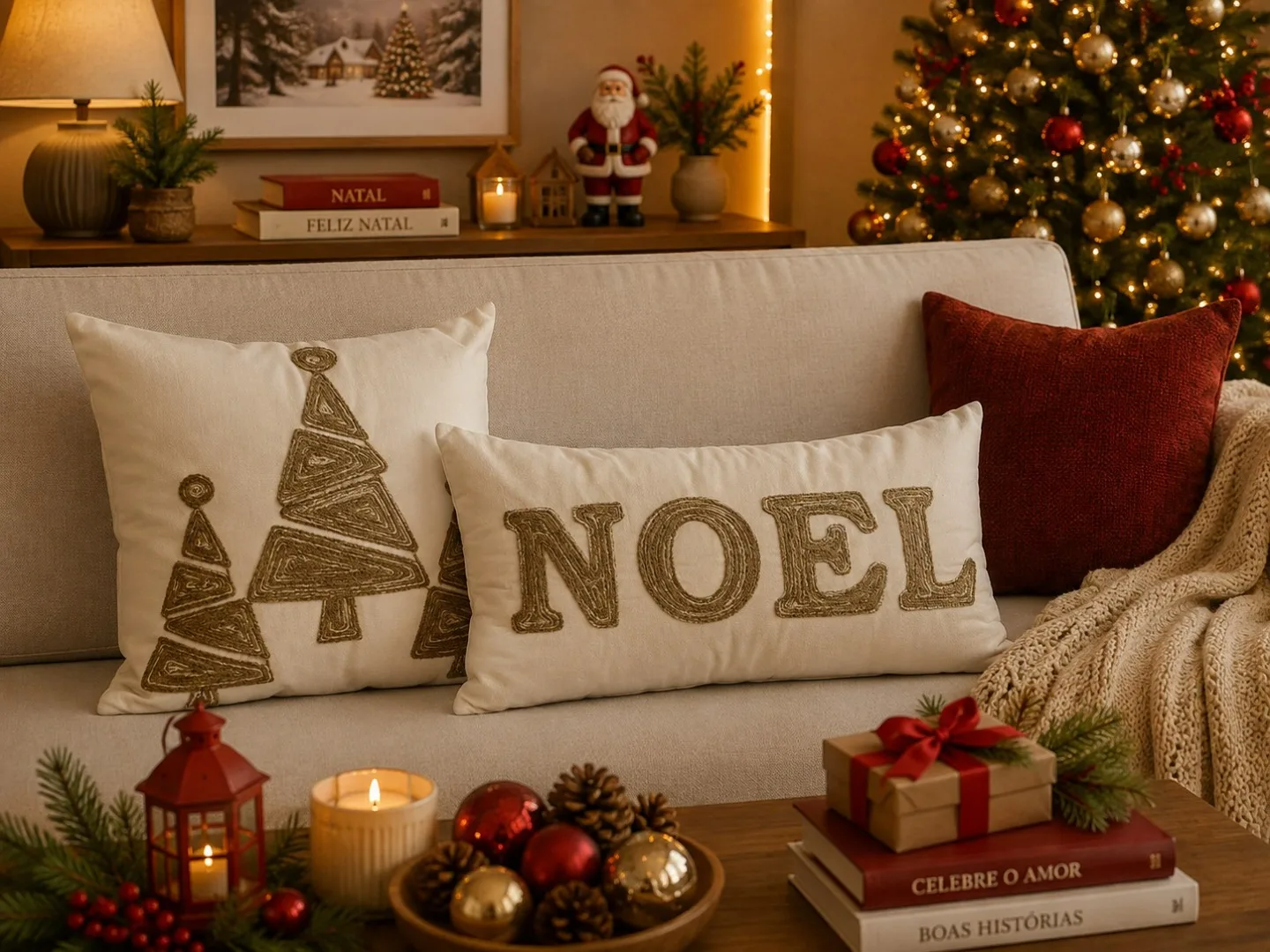 ALMOFADAS DECORATIVAS NATALINAS BORDADO