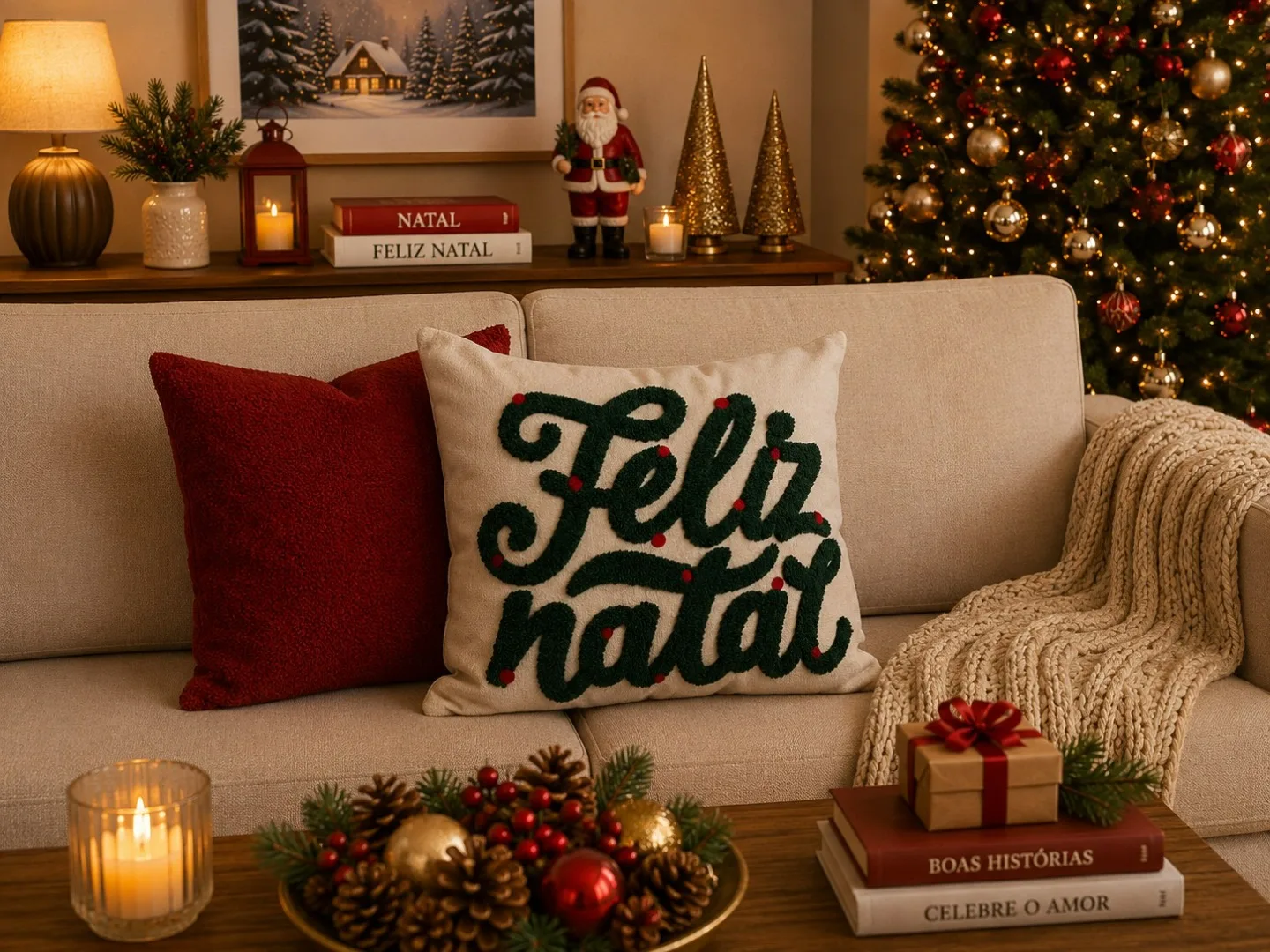 ALMOFADAS DECORATIVAS NATALINAS BORDADAS