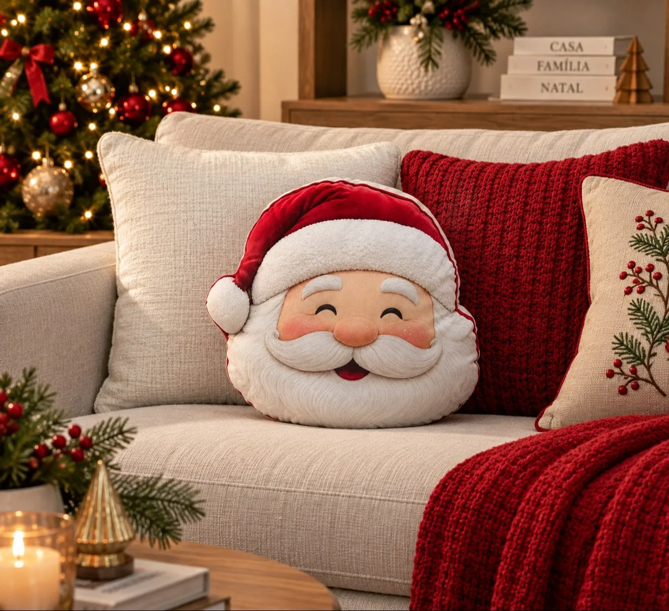 ALMOFADA VELUDO ROSTO NOEL