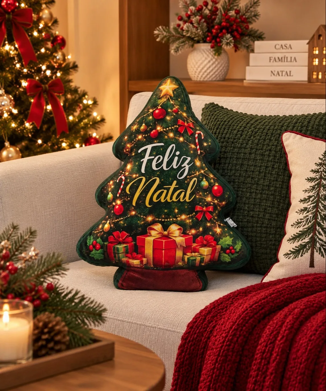 ALMOFADA VELUDO ÁRVORE DE NATAL