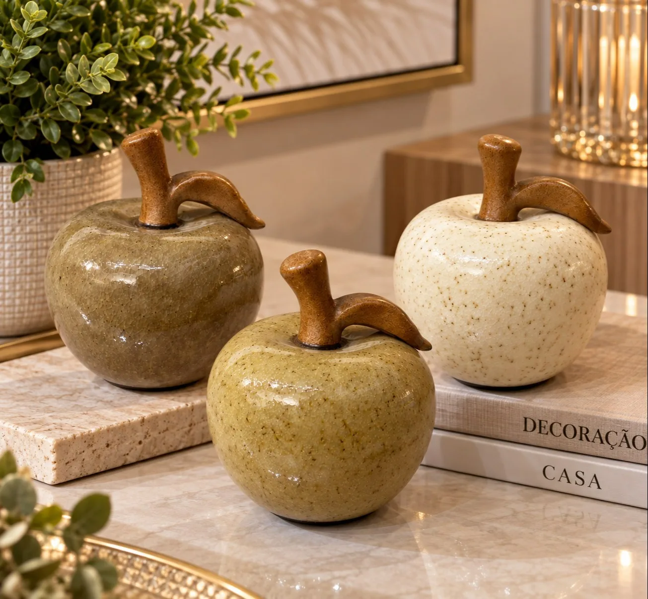 MAÇÃ DECORATIVA DE CERAMICA