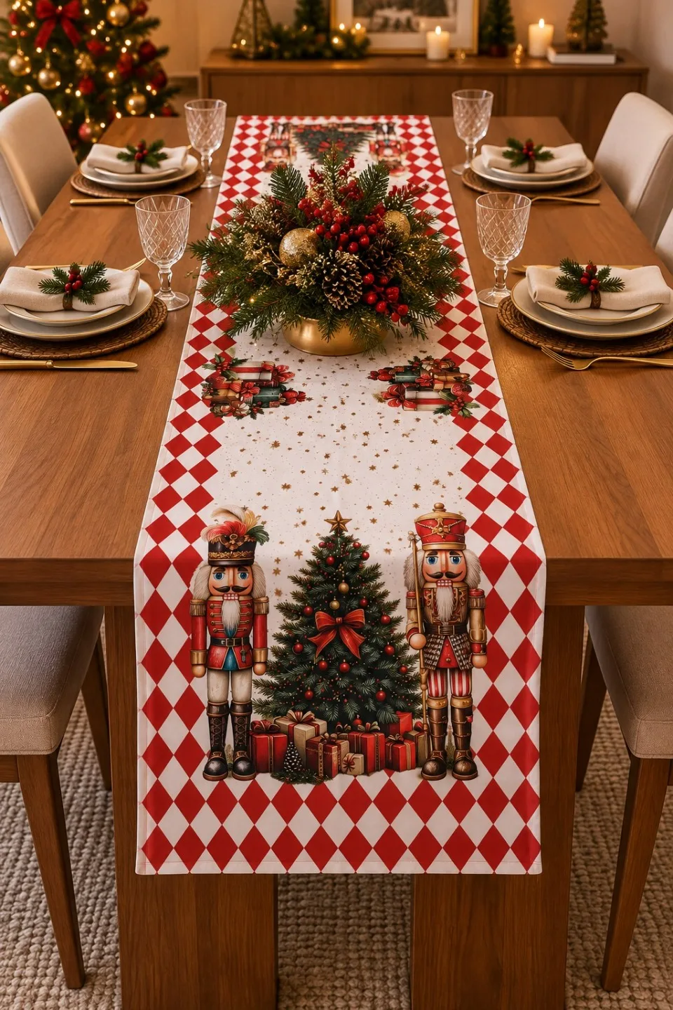 TRILHO DE MESA NATALINO - QUEBRA NOZES