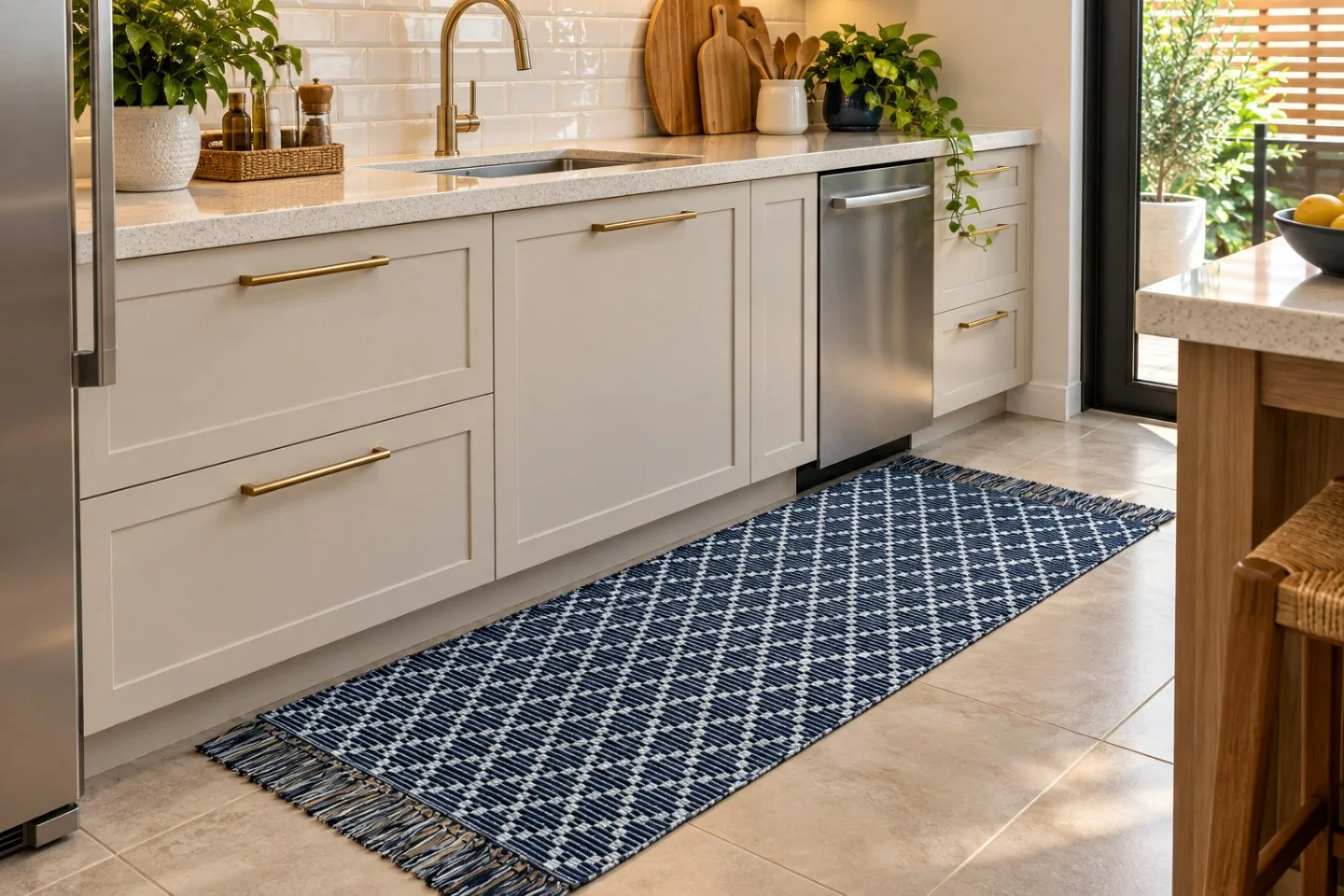 TAPETE KILIM ADALLI DUPLA FACE - AZUL MARINHO