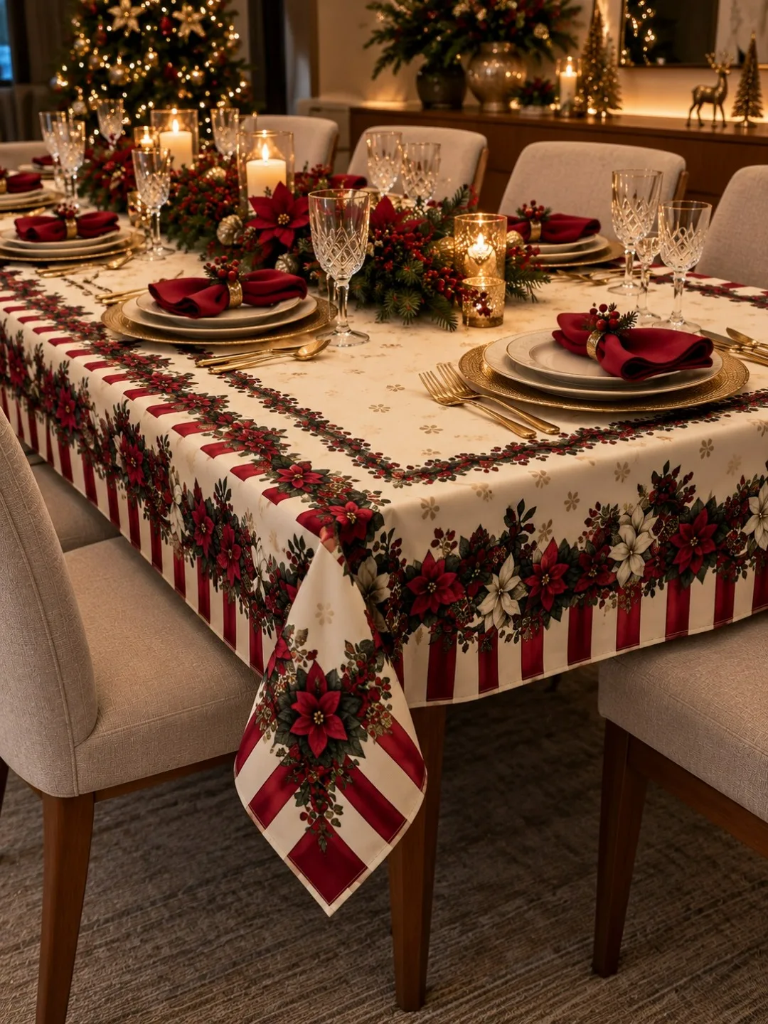 TOALHA DE MESA NATALINA - FLORES DE NATAL