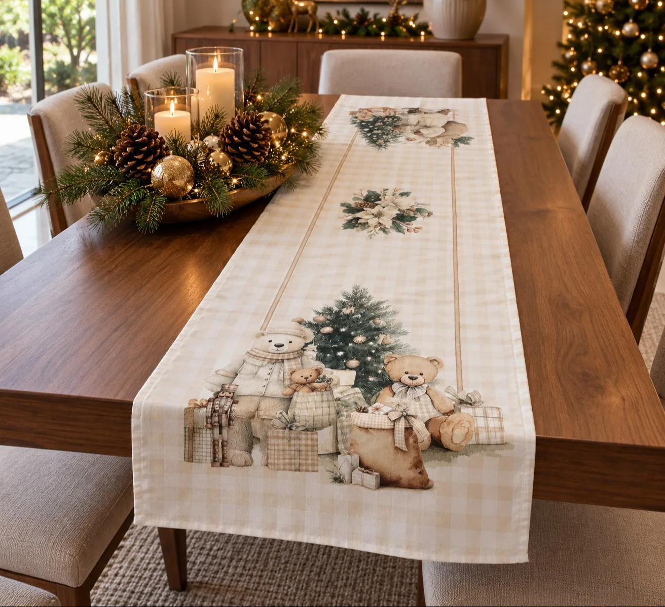 TRILHO DE MESA NATALINHO - PAPAI NOEL E BRINQUEDOS