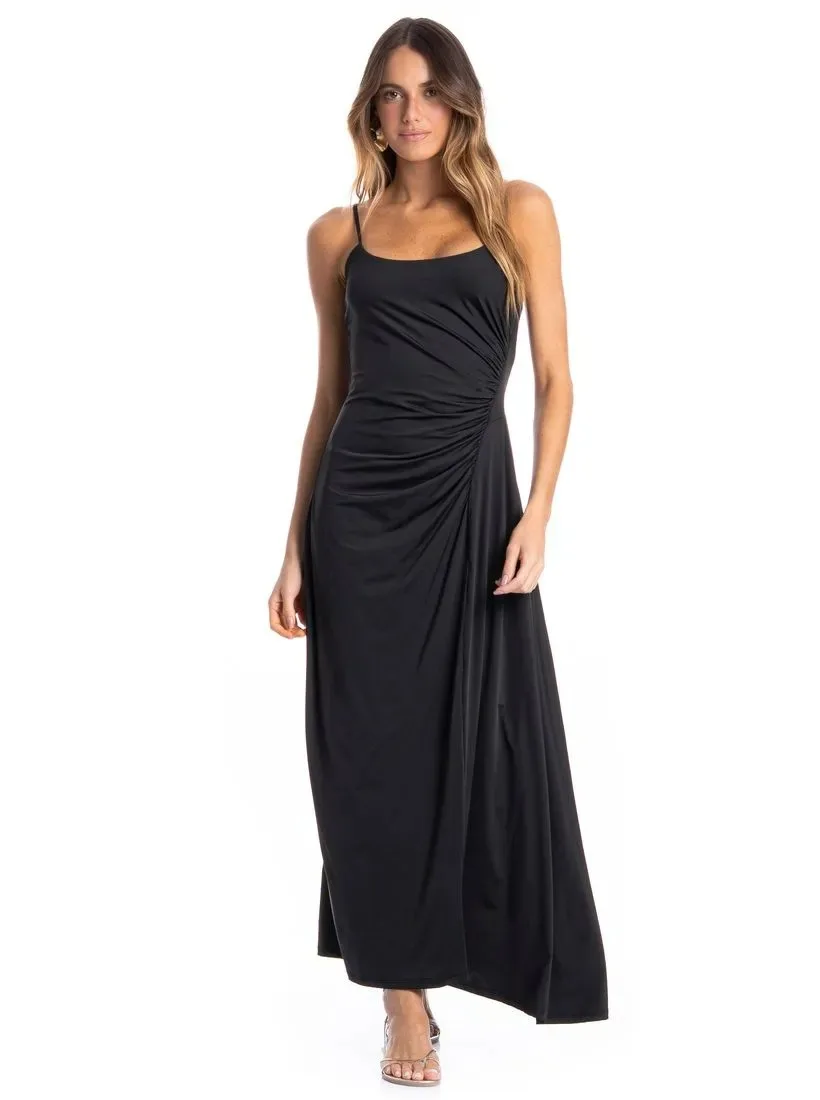 VESTIDO CARIBE FRANZIDO PRETO