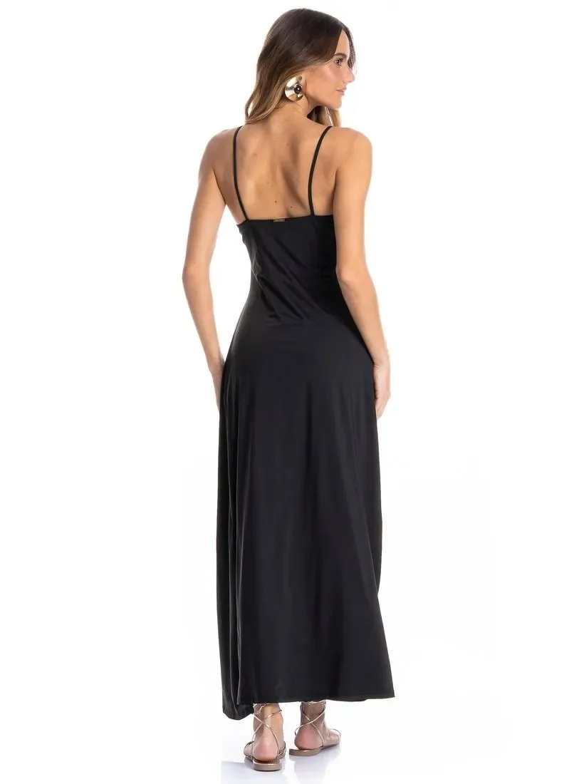 VESTIDO CARIBE FRANZIDO PRETO