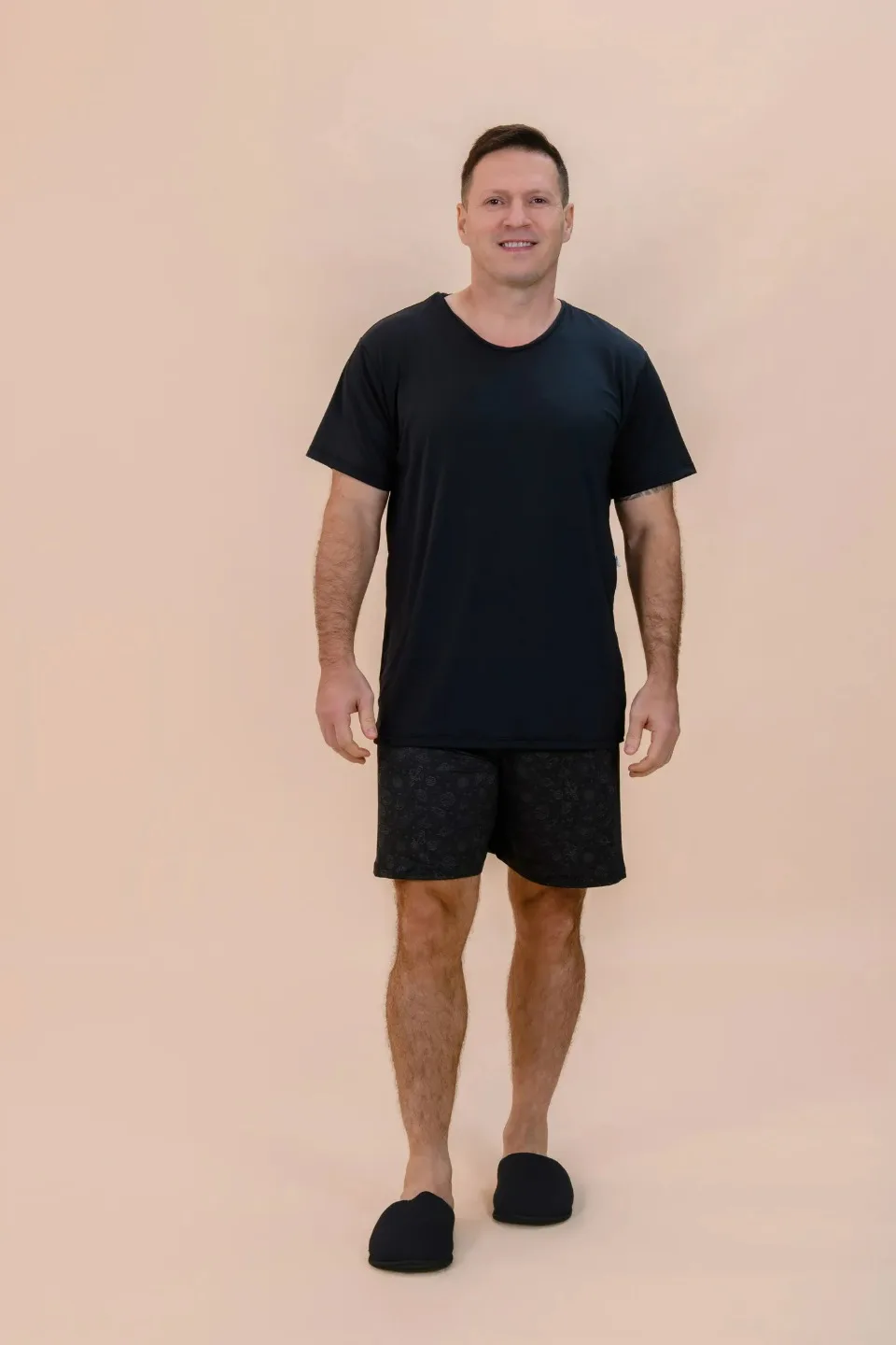 PIJAMA MASCULINO CURTO PRETO - ESPAÇO