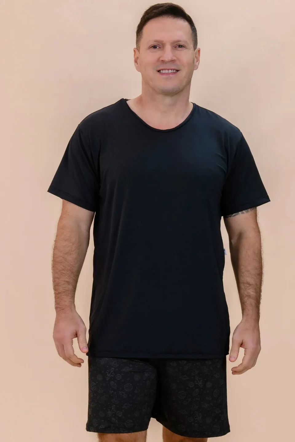 PIJAMA MASCULINO CURTO PRETO - ESPAÇO