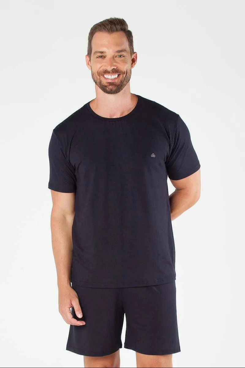 PIJAMA MASCULINO CURTO - PRETO BASICO